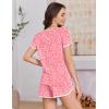 Ekouaer Womens Pajama Sets Short Sleeve Sleepwear Soft Pjs Sets Round Neck Summer 2 Piece Lounge Set with Pockets S-XXL(Pink Leopard)