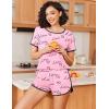Ekouaer Womens Pajama Sets Short Sleeve Sleepwear Soft Pjs Sets Round Neck Summer 2 Piece Lounge Set with Pockets S-XXL(Pink Love)