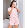 Ekouaer Womens Pajama Sets Short Sleeve Sleepwear Soft Pjs Sets Round Neck Summer 2 Piece Lounge Set with Pockets S-XXL(Pink Stripe)