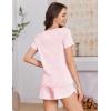 Ekouaer Womens Pajama Sets Short Sleeve Sleepwear Soft Pjs Sets Round Neck Summer 2 Piece Lounge Set with Pockets S-XXL(Pink Stripe)