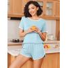 Ekouaer Womens Pajama Sets Short Sleeve Sleepwear Soft Pjs Sets Round Neck Summer 2 Piece Lounge Set with Pockets S-XXL(Sky Blue)