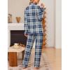 Ekouaer Women’s Pajama Sets Soft Button Down Pj Sets 2 piece Long Sleeve and Pants Loungewear Set S-XXL(Deep Blue Plaid)