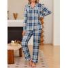 Ekouaer Women’s Pajama Sets Soft Button Down Pj Sets 2 piece Long Sleeve and Pants Loungewear Set S-XXL(Deep Blue Plaid)