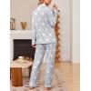 Ekouaer Women’s Pajama Sets Soft Button Down Pj Sets 2 piece Long Sleeve and Pants Loungewear Set S-XXL(Light Grey Star)