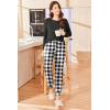 Ekouaer Womens Pajamas Set Long Sleeve Christmas PJ Sets Soft Lounge Set for Women Sleepwear Joggers with Pockets(Black Plaid)
