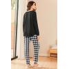 Ekouaer Womens Pajamas Set Long Sleeve Christmas PJ Sets Soft Lounge Set for Women Sleepwear Joggers with Pockets(Black Plaid)