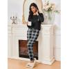 Ekouaer Womens Pajamas Set Long Sleeve Christmas PJ Sets Soft Lounge Set for Women Sleepwear Joggers with Pockets(Black and Dark Gray Plaid)