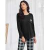 Ekouaer Womens Pajamas Set Long Sleeve Christmas PJ Sets Soft Lounge Set for Women Sleepwear Joggers with Pockets(Black and Dark Gray Plaid)