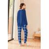 Ekouaer Womens Pajamas Set Long Sleeve Christmas PJ Sets Soft Lounge Set for Women Sleepwear Joggers with Pockets(Blue Plaid)