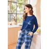Ekouaer Womens Pajamas Set Long Sleeve Christmas PJ Sets Soft Lounge Set for Women Sleepwear Joggers with Pockets(Blue Plaid)