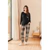Ekouaer Womens Pajamas Set Long Sleeve Christmas PJ Sets Soft Lounge Set for Women Sleepwear Joggers with Pockets(Brown Plaid)