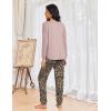 Ekouaer Womens Pajamas Set Long Sleeve Christmas PJ Sets Soft Lounge Set for Women Sleepwear Joggers with Pockets(Dark Pink & Leopard)