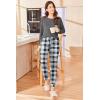 Ekouaer Womens Pajamas Set Long Sleeve Christmas PJ Sets Soft Lounge Set for Women Sleepwear Joggers with Pockets(Gray Plaid)