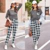 Ekouaer Womens Pajamas Set Long Sleeve Christmas PJ Sets Soft Lounge Set for Women Sleepwear Joggers with Pockets(Gray Plaid)