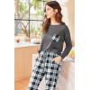Ekouaer Womens Pajamas Set Long Sleeve Christmas PJ Sets Soft Lounge Set for Women Sleepwear Joggers with Pockets(Gray Plaid)