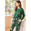 Ekouaer Womens Pajamas Set Long Sleeve Christmas PJ Sets Soft Lounge Set for Women Sleepwear Joggers with Pockets(Green)