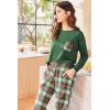 Ekouaer Womens Pajamas Set Long Sleeve Christmas PJ Sets Soft Lounge Set for Women Sleepwear Joggers with Pockets(Green Plaid)
