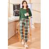Ekouaer Womens Pajamas Set Long Sleeve Christmas PJ Sets Soft Lounge Set for Women Sleepwear Joggers with Pockets(Green Plaid)