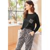 Ekouaer Womens Pajamas Set Long Sleeve Christmas PJ Sets Soft Lounge Set for Women Sleepwear Joggers with Pockets(Leopard)