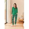 Ekouaer Womens Pajamas Set Long Sleeve Christmas PJ Sets Soft Lounge Set for Women Sleepwear Joggers with Pockets(Light Green Plaid)