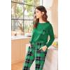 Ekouaer Womens Pajamas Set Long Sleeve Christmas PJ Sets Soft Lounge Set for Women Sleepwear Joggers with Pockets(Light Green Plaid)