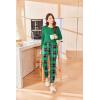 Ekouaer Womens Pajamas Set Long Sleeve Christmas PJ Sets Soft Lounge Set for Women Sleepwear Joggers with Pockets(Light Green Plaid)