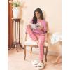 Ekouaer Womens Pajamas Set Long Sleeve Christmas PJ Sets Soft Lounge Set for Women Sleepwear Joggers with Pockets(Light Pink Plaid)