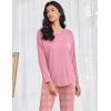 Ekouaer Womens Pajamas Set Long Sleeve Christmas PJ Sets Soft Lounge Set for Women Sleepwear Joggers with Pockets(Light Pink Plaid)