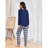 Ekouaer Womens Pajamas Set Long Sleeve Christmas PJ Sets Soft Lounge Set for Women Sleepwear Joggers with Pockets(Navy Blue Plaid)