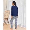 Ekouaer Womens Pajamas Set Long Sleeve Christmas PJ Sets Soft Lounge Set for Women Sleepwear Joggers with Pockets(Navy Blue Striped)