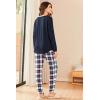 Ekouaer Womens Pajamas Set Long Sleeve Christmas PJ Sets Soft Lounge Set for Women Sleepwear Joggers with Pockets(Navy Plaid)