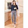 Ekouaer Womens Pajamas Set Long Sleeve Christmas PJ Sets Soft Lounge Set for Women Sleepwear Joggers with Pockets(Navy Plaid)