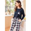 Ekouaer Womens Pajamas Set Long Sleeve Christmas PJ Sets Soft Lounge Set for Women Sleepwear Joggers with Pockets(Navy Plaid)