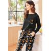 Ekouaer Womens Pajamas Set Long Sleeve Christmas PJ Sets Soft Lounge Set for Women Sleepwear Joggers with Pockets(Orange Pumpkin)