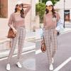 Ekouaer Womens Pajamas Set Long Sleeve Christmas PJ Sets Soft Lounge Set for Women Sleepwear Joggers with Pockets(Pink Plaid)