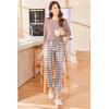 Ekouaer Womens Pajamas Set Long Sleeve Christmas PJ Sets Soft Lounge Set for Women Sleepwear Joggers with Pockets(Pink Plaid)