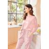 Ekouaer Womens Pajamas Set Long Sleeve Christmas PJ Sets Soft Lounge Set for Women Sleepwear Joggers with Pockets(Pink Striped)