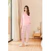 Ekouaer Womens Pajamas Set Long Sleeve Christmas PJ Sets Soft Lounge Set for Women Sleepwear Joggers with Pockets(Pink Striped)