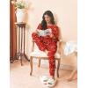 Ekouaer Womens Pajamas Set Long Sleeve Christmas PJ Sets Soft Lounge Set for Women Sleepwear Joggers with Pockets(Red Christmas)