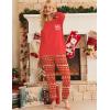 Ekouaer Womens Pajamas Set Long Sleeve Christmas PJ Sets Soft Lounge Set for Women Sleepwear Joggers with Pockets(Red Elk)