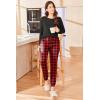 Ekouaer Womens Pajamas Set Long Sleeve Christmas PJ Sets Soft Lounge Set for Women Sleepwear Joggers with Pockets(Red Plaid)