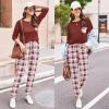 Ekouaer Womens Pajamas Set Long Sleeve Christmas PJ Sets Soft Lounge Set for Women Sleepwear Joggers with Pockets(Wine Red Plaid)