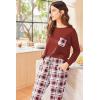 Ekouaer Womens Pajamas Set Long Sleeve Christmas PJ Sets Soft Lounge Set for Women Sleepwear Joggers with Pockets(Wine Red Plaid)