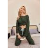 Ekouaer Womens Pajamas Set Ribbed Knit Long Sleeve Pullover Top Jogger Pants Set 2 Piece Lounge Set Sleepwear Tracksuit S-XXL(Amry Green)
