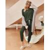 Ekouaer Womens Pajamas Set Ribbed Knit Long Sleeve Pullover Top Jogger Pants Set 2 Piece Lounge Set Sleepwear Tracksuit S-XXL(Amry Green)