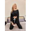 Ekouaer Womens Pajamas Set Ribbed Knit Long Sleeve Pullover Top Jogger Pants Set 2 Piece Lounge Set Sleepwear Tracksuit S-XXL(Black)
