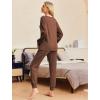 Ekouaer Womens Pajamas Set Ribbed Knit Long Sleeve Pullover Top Jogger Pants Set 2 Piece Lounge Set Sleepwear Tracksuit S-XXL(Brown)