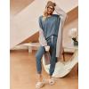 Ekouaer Womens Pajamas Set Ribbed Knit Long Sleeve Pullover Top Jogger Pants Set 2 Piece Lounge Set Sleepwear Tracksuit S-XXL(Dark Blue)