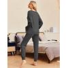 Ekouaer Womens Pajamas Set Ribbed Knit Long Sleeve Pullover Top Jogger Pants Set 2 Piece Lounge Set Sleepwear Tracksuit S-XXL(Dark Grey)