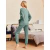 Ekouaer Womens Pajamas Set Ribbed Knit Long Sleeve Pullover Top Jogger Pants Set 2 Piece Lounge Set Sleepwear Tracksuit S-XXL(Gray Green)